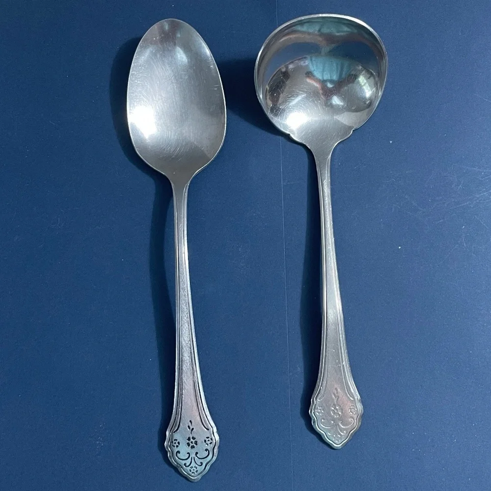 Vintage Oneida Profile Flatware Lakewood Pattern Ladle & Serving Spoon Stainless